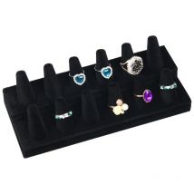 Sollbry - Porte Bijoux Bague en Velours Noir - Plateau Presentoir Bijoux à 2 Niveaux, 12 Cônes avec Base Solide - Presentoir Bague pour Chambres,