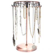Sollbry - Porte Bijoux Rotatif en Métal Cuivré (23 Crochets) - Tour de Presentoir Bijoux - Porte Collier, Bracelets, Bagues et Boucles d'Oreilles