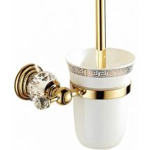 Sollbry Porte-brosse WC en métal avec verre poli et ensemble de toilette Design doré Accessoires WC Support mural et finition dorée Salle de bain
