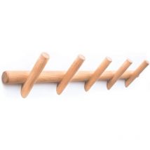 Sollbry - Porte-manteaux et chapeaux mural moderne – 5 crochets, magnifique cintre d'entrée en bois avec piquets – Porte-peignoirs en bois pour