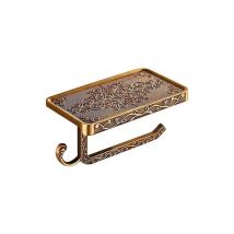 Sollbry - Porte-Papier Toilette Mural 2 en 1 avec Forage Porte-Rouleau Vintage avec Etagère pour Salle de Bain (Bronze)