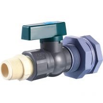 Sollbry - Robinet pour recuperateur d Eau de Pluie 3/4', Vanne pour tonneau de Pluie en pvc avec raccord de cloison et Adaptateur de Tuyau pour