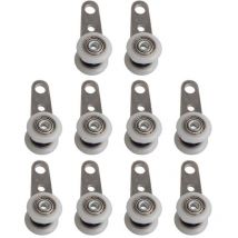 Sollbry - Möbelrollen, 10 Stück, 45 x 19 mm, Metalllagerrolle mit zwei Kunststoffrädern für Kleiderschrank, Schrank, Fenster, Kleiderschrank,