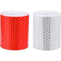 Ruban réfléchissant, 2Pcs 5cm × 3 mètres Ruban réfléchissant Autocollant auto-adhésif Haute visibilité pour véhicules Voitures Remorques Vélos