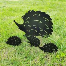 Set of 4 hedgehog garden stakes - Metal - Decoration for garden, terrace, balcony, flower pot - Sollbry