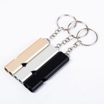 Sollbry - Sifflet de survie, 3 pièces, sifflet d'urgence à double tube, sifflet de survie en aluminium avec porte-clés, pour urgence, promenade de