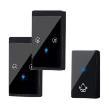 Sollbry Sonnette sans fil, Sonnette de porte sans fil étanche, Kit de sonnette sans fil pour porte d'entrée avec 1émetteur et 2récepteurs, voyant