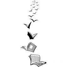 Stickers muraux livre volant en noir i Sticker mural chambre d'adolescent fille et garçon lecture cool i Autocollant mural décoratif pour chambre