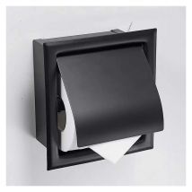Support de papier toilette en acier inoxydable noir mat, encastré, fixation murale, pour salle de bain - Sollbry