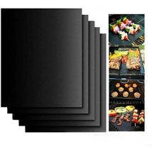 Tapis de Cuisson Barbecue 40 60 cm, 5 Pièces Gaz/Electrique/Charbon bbq Tapis Four Non Stick Four en Téflon, Réutilisable, Nettoyage Facile et