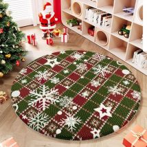 Sollbry - Tapis Rond de Noël, Tapis de Salon de Noël Shaggy Tapis Chambre Motif de Noël Tapis Poils Ras Antidérapant Fluffy Soft Tapis pour Tapis de