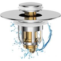 Sollbry - Tapón de lavabo universal 2 en 1, filtro de desagüe con cesta antiobstrucción, tapón de desagüe para baño