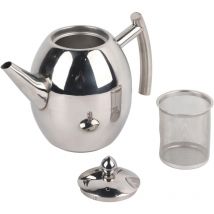 Sollbry - Théière en acier inoxydable avec infuseur, théière de 1 litre/1,5 litre, théière en argent fine avec filtre pour maison, hôtel, restaurant,