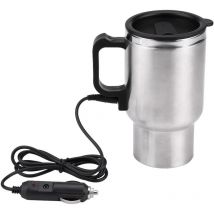 Thermos Électrique 450ml, Tasse de Chauffage de Voyage Tasse Chauffante en Acier Inoxydable pour Voiture Électrique 12V de Café avec Couvercle
