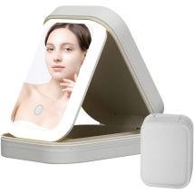 Trousse Maquillage avec Miroir led, Trousse de Maquillage Portable à led 3 Couleurs, Makeup Bag Rechargeable réglable, Multifonctionnelle Organiseur