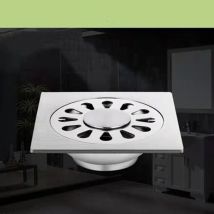 Tuyau de drainage de douche carré 2 pièces, filtre à cheveux à grille en acier inoxydable de 4,8 pouces, tuyau de drainage de sol avec couvercle