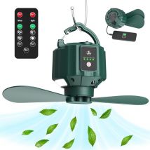 Sollbry - Ventilateur de camping à chargement usb, ventilateur de camping portable rechargeable (avec télécommande), ventilateur de tente (avec pales