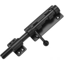Sollbry - Verrou de porte coulissant robuste de avec trou de cadenas 6 inch, 160mm en acier inoxydable noir mat, Serrure de Porte à Barillet