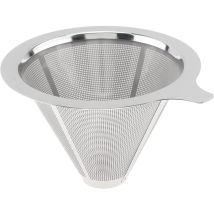 Verser sur le goutteur de café en acier inoxydable, Filtre à café réutilisable sans papier, Cafetière réutilisable à une tasse à cône en métal (1-2