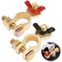 Voiture Connecteur En Laiton Pince 12v/24v Cosse Batterie De Avec écrou à Oreilles Bornes Pour Automobiles, Motos Et Véhicules Electriques (1 Pair)