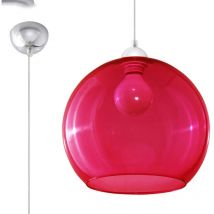 Ball - 1 Lichtglaskuppel-Deckenanhänger Rot, Chrom, E27 - Sollux