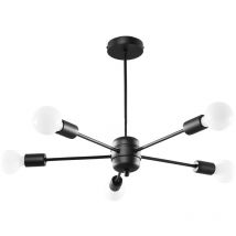 Sollux Lighting Lango Lampada da soffitto semi-incasso multibraccio, nera, 5x E27
