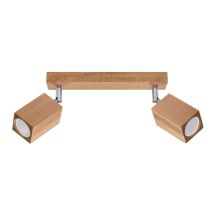 Ledbox - Sollux Lighting Keke Oak Square Twin Deckenstrahler Holz, 2x Gu10