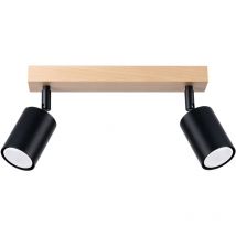 Plafonnier Verdo acier / bois 2xGU10 Sollux