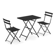 Arc En Ciel Set 2 Sedie Pieghevoli 1 Tavolo Pieghevole Nero