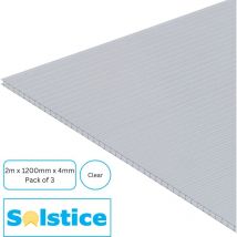 Radmat Building Products - Solstice Twinwall Polycarbonate Sheet Clear 2000mm x 1200mm x 4mm - Pack of 3