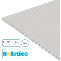 Radmat Building Products - Solstice Twinwall Polycarbonate Sheet Clear 2000mm x 700mm x 6mm - Pack of 2