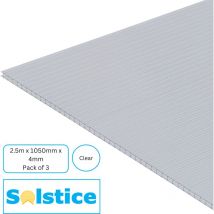 Radmat Building Products - Solstice Twinwall Polycarbonate Sheet Clear 2500mm x 1050mm x 4mm - Pack of 3