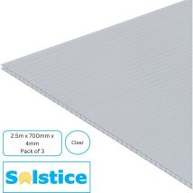 Radmat Building Products - Solstice Twinwall Polycarbonate Sheet Clear 2500mm x 700mm x 4mm - Pack of 3