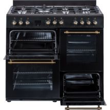 Solthermic - Cocina Range Cooker Negra Rústica 3 Hornos + 7 Fuegos