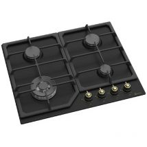 Placa gas SA022W negra mandos dorados - Solthermic