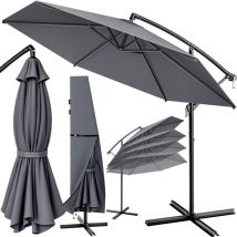 Kingsleeve - Sombrilla jardin terraza inclinable lateral con Manivela base en cruz parasol poste aluminio Ø300-330cm Antracita, 350 cm