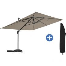 Sombrilla de jardín de aluminio voladiza 'Sky 4' - 3 x 4 m - Gris topo - Con funda protectora