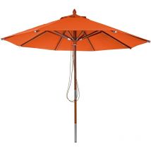 Nunca usado] Sombrilla de madera para gastronomía HHG-521, sombrilla de jardín, poliéster/madera 14kg, redonda Ø3m cable de tracción antichoque,