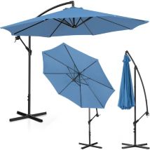 Uniprodo - Sombrilla de jardín con mástil, redonda, inclinable, diámetro 300cm azul