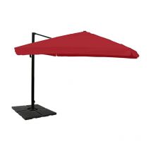 Décoshop26 - Sombrilla para hostelería 3x4m (Ø5m) poliéster/aluminio 26kg burdeos con base 040003536