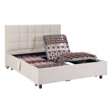 Vente-unique - Somier articulado eléctrico 2x65 terminales - 2 x 80 x 200 cm - Tela - Beige - pitus de dreamea