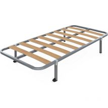 Cama Express - Somier Hades con Patas de 25 cm, Estructura de Madera y de Tubos de Acero, Medidas: 90 x 180 cm