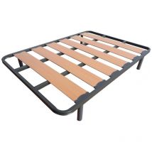 Mueblix - Somier lama ancha reforzada con tacos anti-ruido y patas cilíndricas, Tubo 40 x 30 lama ANCHA135X180-PATAS 32CM