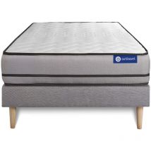 Actisom - Somier gris + Colchón con látex y espuma viscoelástica 90 x 190