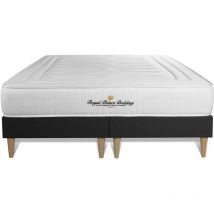 Royal Palace Bedding - Base tapizada negro + Colchón con muelles y viscoelástica 2x80x200