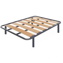 Cama Express - Somier Zeus, con Patas de 32 cm, Estructura de Madera y de Tubos de Acero Reforzado, Tacos Anti Ruido, Medidas 135 x 190 cm