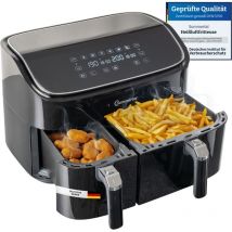Sommertal - Heißluftfritteuse hf dual 900 mit Doppelkammer 9 Liter xxl Airfryer & Dörrgerät 2850W Digitales Touch Display