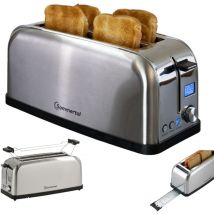 Sommertal - Toaster ST1500 xxl, 4 Scheiben mit Brötchenaufsatz, Display mit Timer und Restlaufanzeige, Langschlitztoaster Restlaufzeit, Retro Design