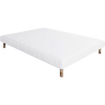 Visiodirect - Sommier à lattes avec pieds alica, tapissier en bois massif coloris blanc - largeur 140 x longueur 190 cm