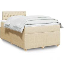 Sommier à lattes de lit avec matelas crème 120x190 cm tissu